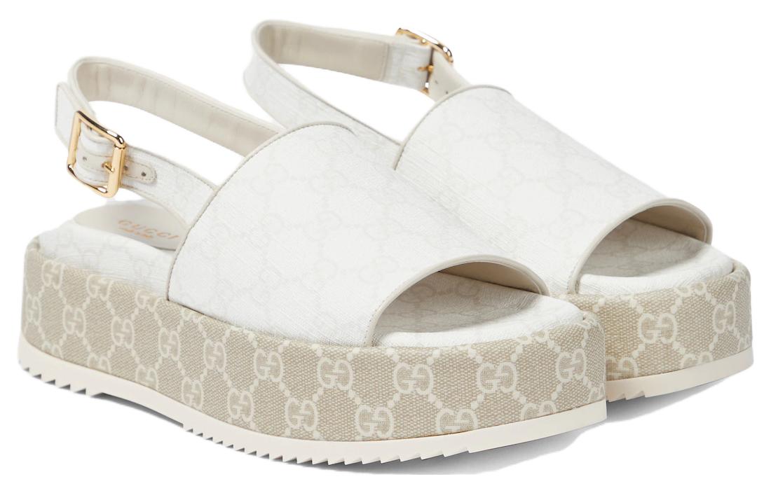 Gucci Wmns Platform Gg Sandal 'White Beige' Women's