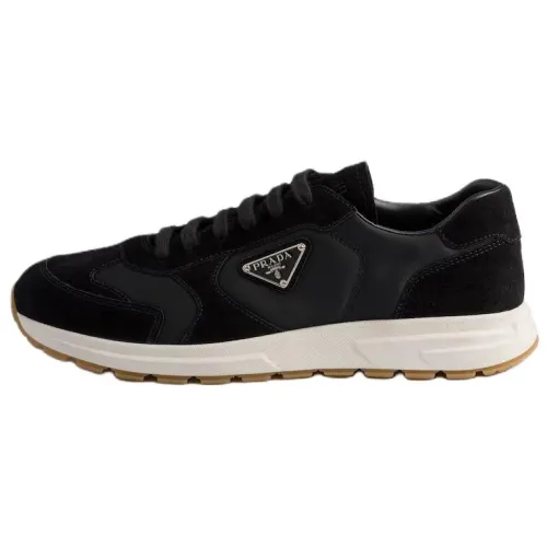 PRADA Re Nylon Prax Leather, Suede Low top Casual Shoes 2.5cm Men's Black
