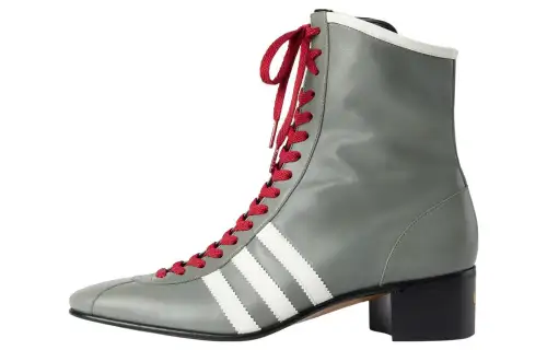 Adidas x GUCCI Leather Ankle Boots Men's Gray