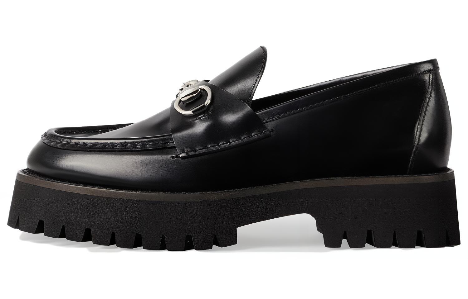 GUCCI Gucci, leather trend black loafers, cowhide, simple and elegant design