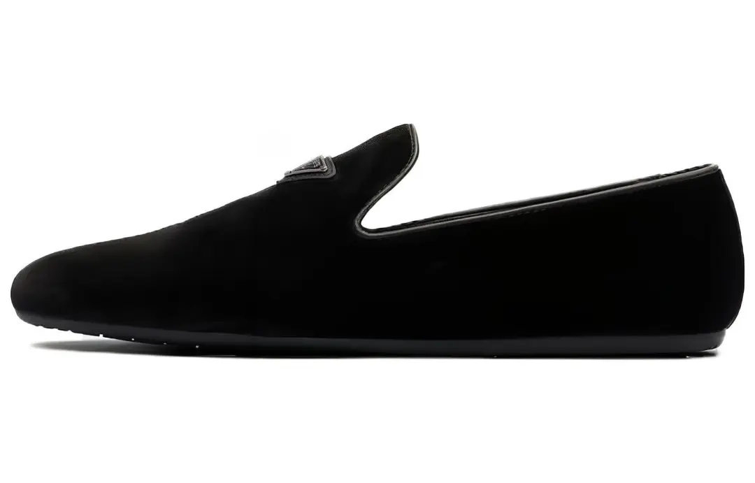 PRADA Triangle-logo Velvet Loafers