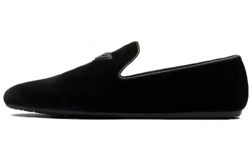 PRADA Triangle-logo Velvet Loafers