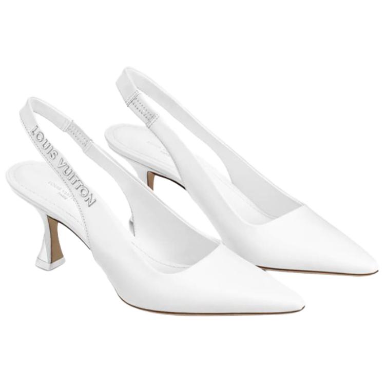 LOUIS VUITTON Sparkle Cow Leather Slim Heel High Heels Women's White