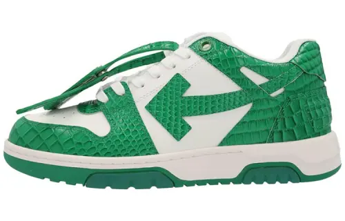 OFF WHITE Out Of Office Crocodile Print Low Top Sneakers 'Green White'