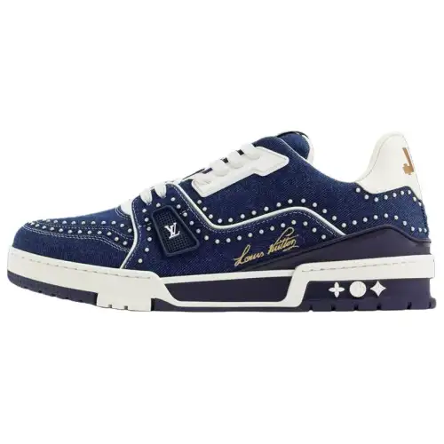 LOUIS VUITTON Trainer Low top Skateboard Shoes Men's Indigo