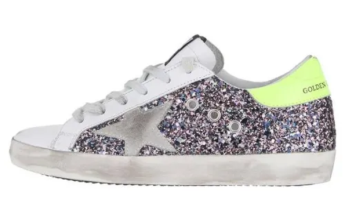 Golden Goose Super Star Leather Low top Skateboard Shoes Women's White Sequins