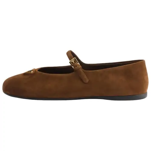 PRADA Flat Mary Jane Shoes 0.5cm Women's Cocoa Brown