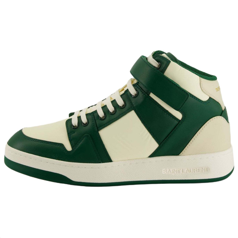 Мужские кеды SAINT LAURENT Lax (зелено-белые)