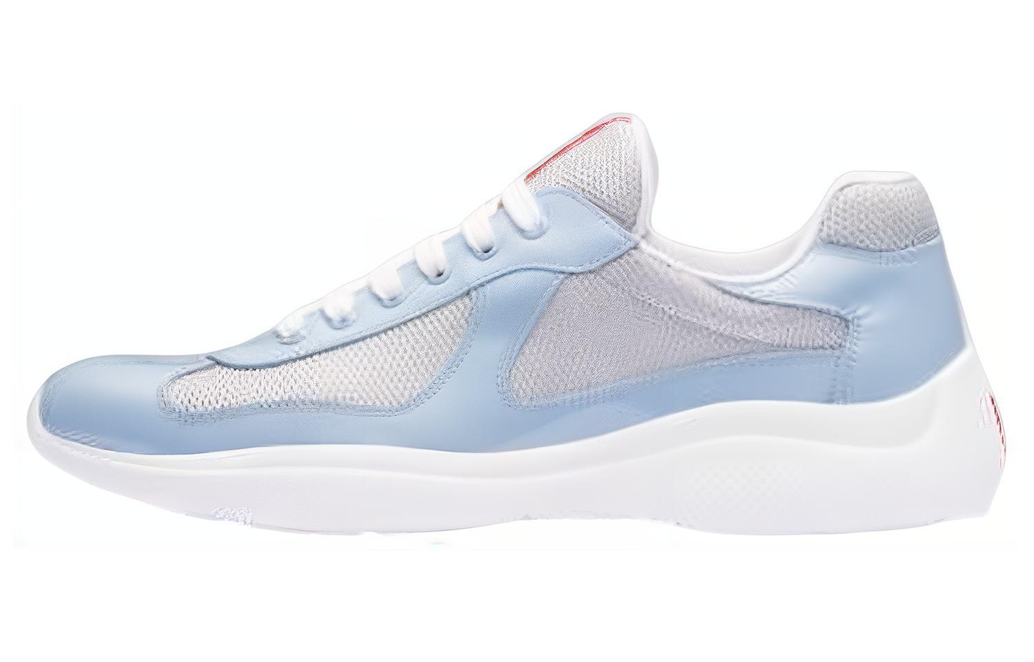 PRADA America's Cup Leather Abrasion Resistant Abrasion Resistant Low top Sports Casual Shoes Men's Blue Gray