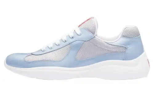 PRADA America's Cup Leather Abrasion Resistant Abrasion Resistant Low top Sports Casual Shoes Men's Blue Gray