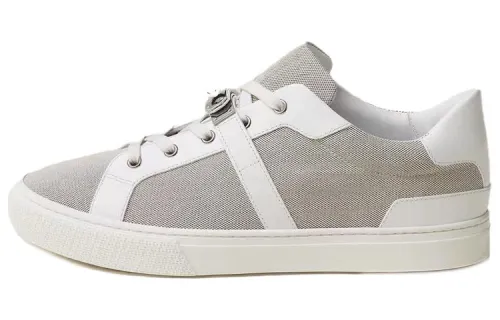 HERMES Day Canvas Low top Stylish Skateboarding Shoes Men's Gray White