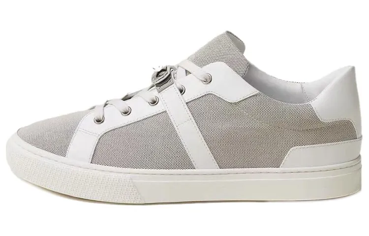 HERMES Day Canvas Low top Stylish Skateboarding Shoes Men's Gray White