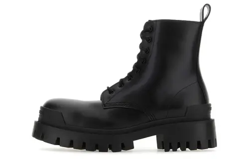 Balenciaga Strike Lace Up Boots 'Black Lambskin' Women's