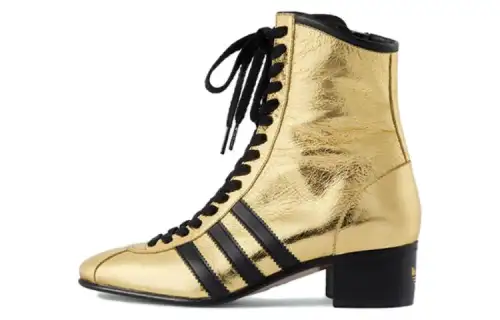 Adidas x GUCCI Leather Fashion Ankle Boots Women's Gold