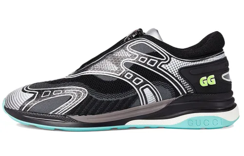 GUCCI Fabric Round Tip Cushioning Low top Sports Casual Shoes Men's Black Blue