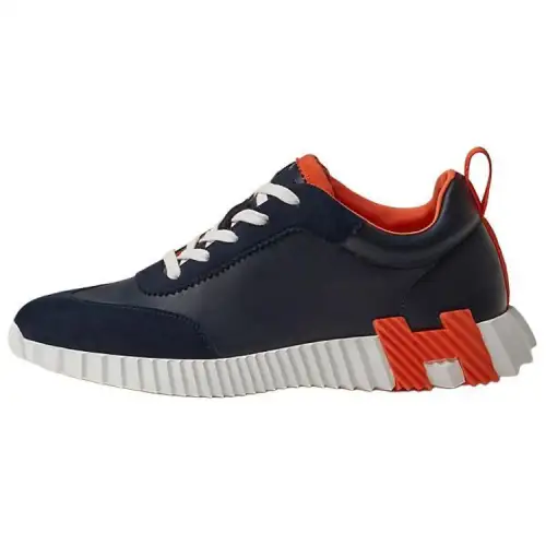HERMES Hermès Bouncing cowhide fashionable lace-up low-top sneakers men's blue orange