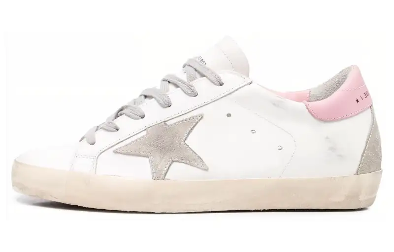 Golden Goose Super Star Leather Stylish Skateboarding Shoes Women's White Distressed