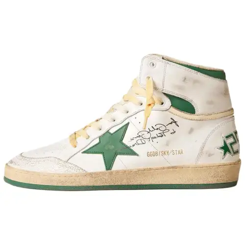 Golden Goose Sky Star Cow Leather High top Skateboard Shoes Men's White