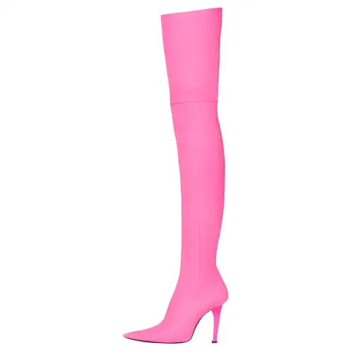 Balenciaga Knife Shark Knee High Boots 11cm Women's Pink