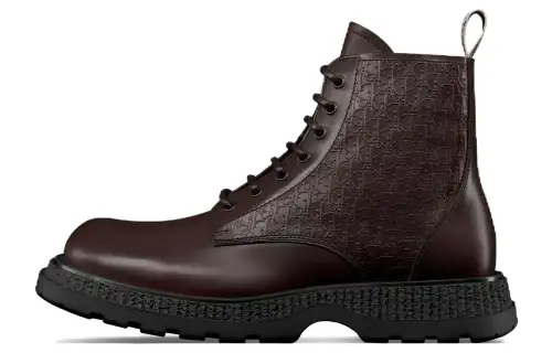 DIOR Leather Short Combat Boots Men's Brown