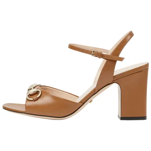 GUCCI Horsebit Mors Leather One Strap Sandals 7.5cm Women's Brown