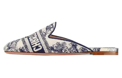 DIOR Abrasion Resistant Closed Toe Slippers Women's Blue Brown