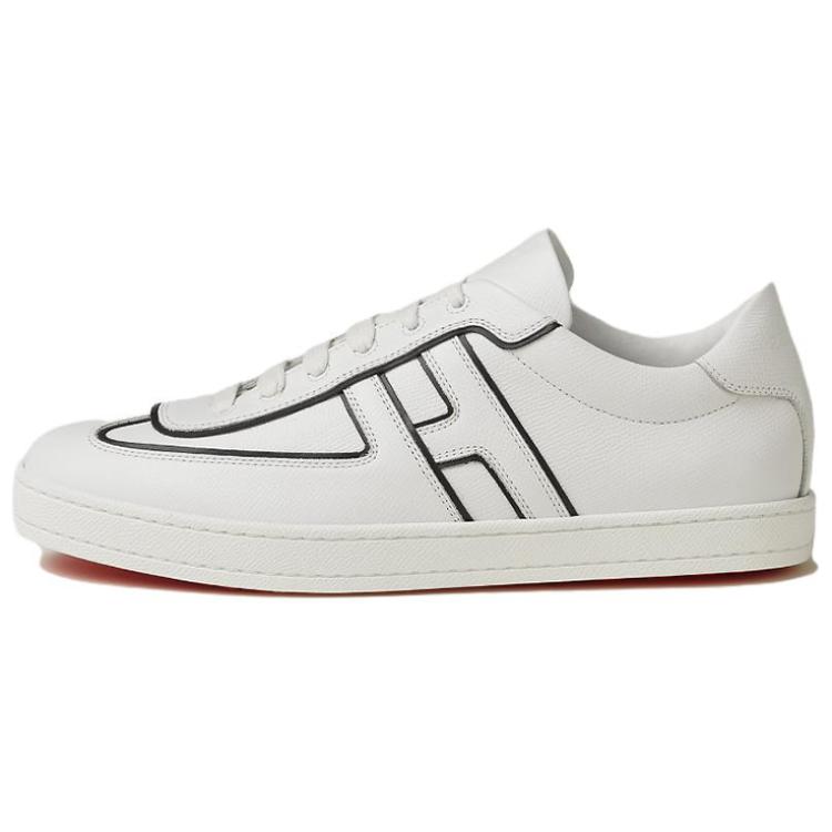 HERMES Boomerang Leather Low top Skateboard Shoes Men's White