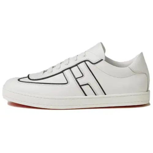 HERMES Boomerang Leather Low top Skateboard Shoes Men's White