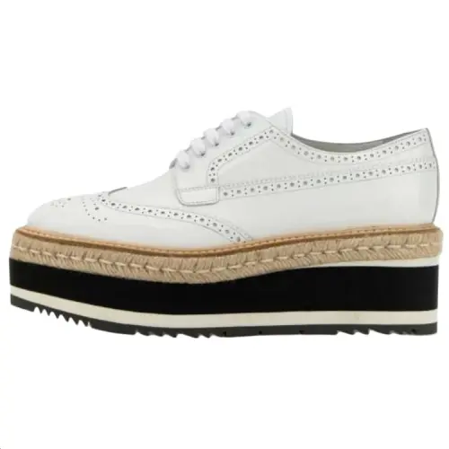 PRADA Leather Casual Shoes Women's White