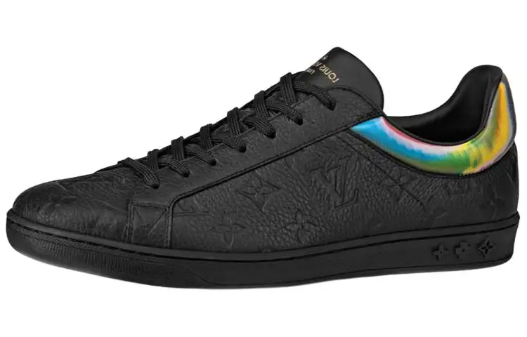 LOUIS VUITTON Luxembourg Cow Leather, Textile Low top Stylish Skateboarding Shoes Men's Black