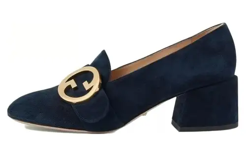 GUCCI Blondie Suede Loafers Women's Blue