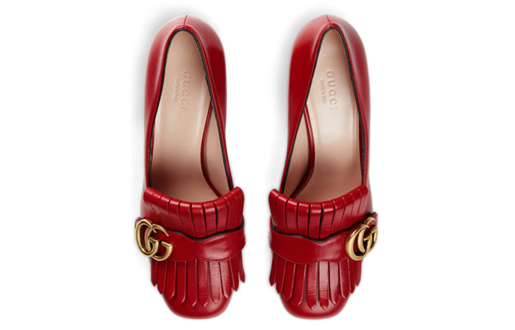 GUCCI GG Marmont Block Heel High Heels Women's Red