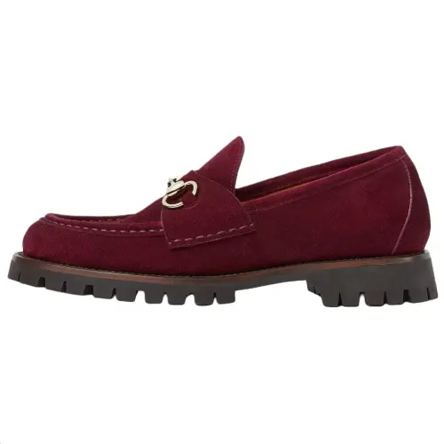 GUCCI Leather, Suede Loafers 1.5cm Women's Red