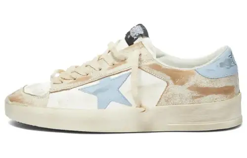 Golden Goose Stardan Sports Stylish Skateboarding Shoes Men's White Blue Distressed