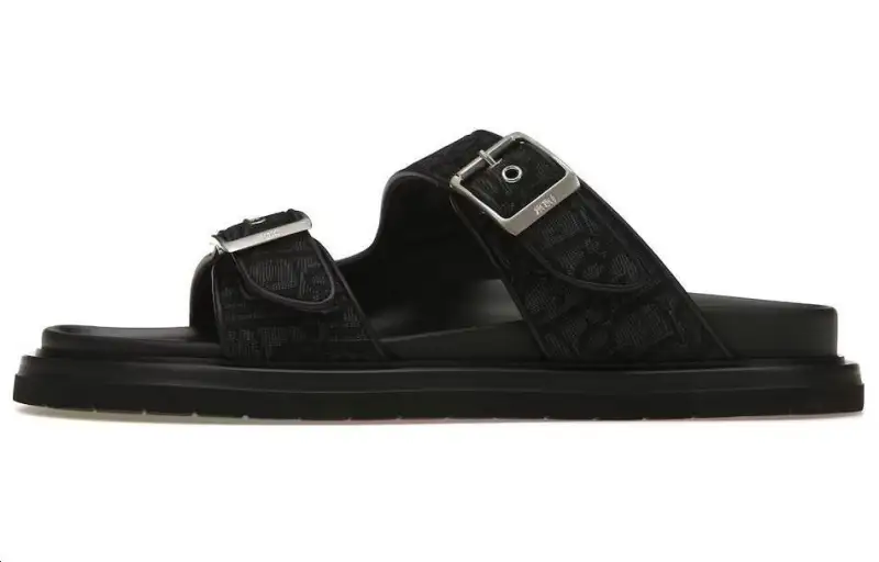 DIOR Aqua Sandals Black Oblique Canvas