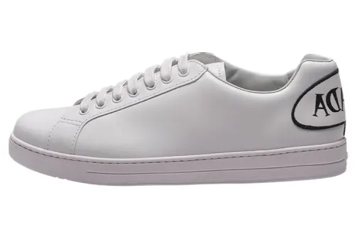 PRADA Leather Low top Stylish Skateboarding Shoes Men's White