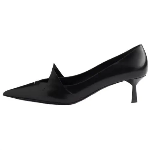 PRADA Leather Slim Heel High Heels 5.5cm Women's Black