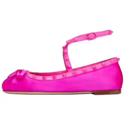 Valentino Garavani Rockstud Bow Detailed Ballerinas Women's