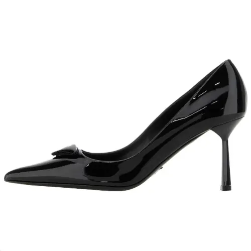 PRADA Leather Slim Heel High Heels 7cm Women's Black