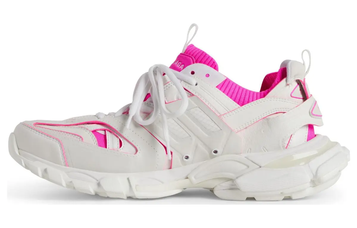 Balenciaga Track Sock Sneakers 'White And Neon Pink Knit And Nylon' Women's