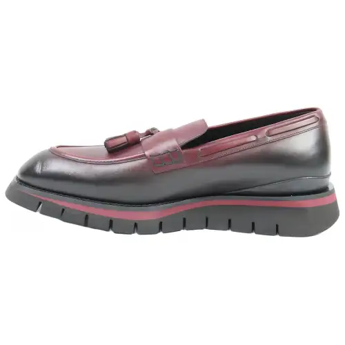 LOUIS VUITTON Goncourt Leather Loafers 5CM Men's Red Brown