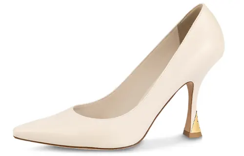 LOUIS VUITTON Sparkle Sheepskin Slim Heel High Heels 9.5cm Women's Beige
