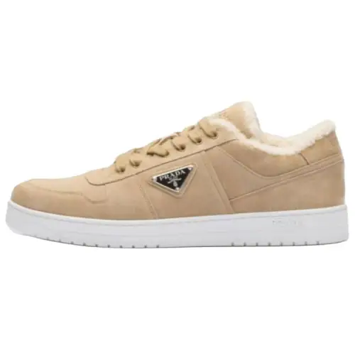 PRADA Leather Low top Skateboard Shoes Men's Light Umber