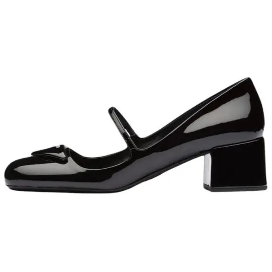 PRADA Patent Logo Mary Jane Shoes 'Black' Women's