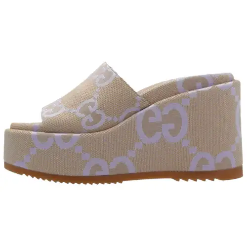 Gucci Wmns Platform Sandal 'Jumbo Gg - Beige Lapis' Women's