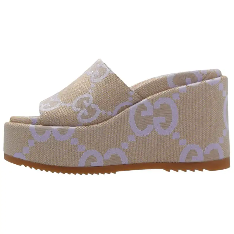 Gucci Wmns Platform Sandal 'Jumbo Gg - Beige Lapis' Women's