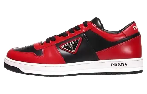 PRADA Leather Low top Skateboard Shoes Men's Red