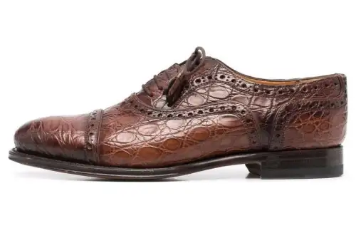 GUCCI Leather Brogue Shoes Women's Brown