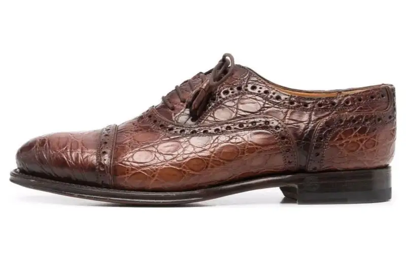 GUCCI Leather Brogue Shoes Women's Brown