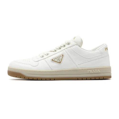 PRADA Cow Leather Low top Skateboard Shoes Women's White